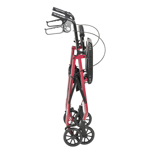 Rollator 4-Wheel with Pouch & Padded Seat Red - Drive - Image 2