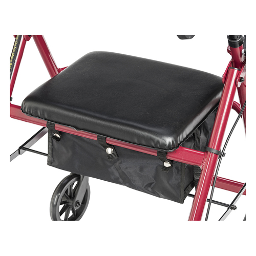 Rollator 4-Wheel with Pouch & Padded Seat Red - Drive - Image 3