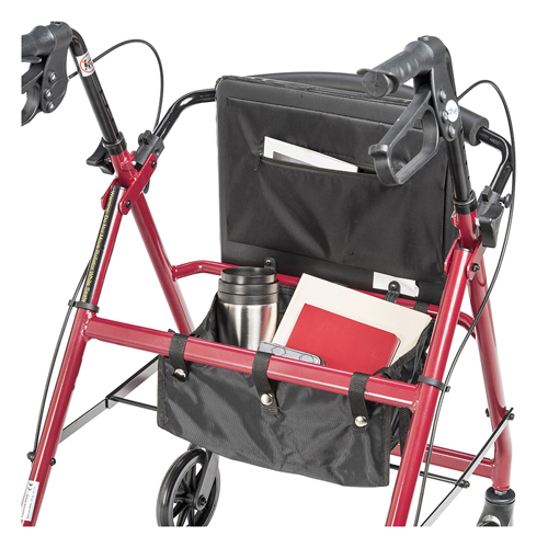 Rollator 4-Wheel with Pouch & Padded Seat Red - Drive - Image 4