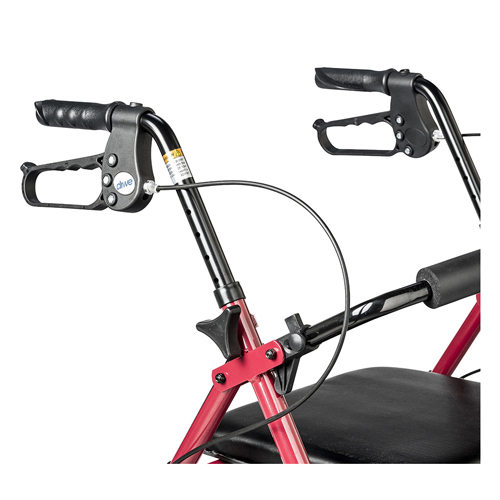 Rollator 4-Wheel with Pouch & Padded Seat Red - Drive - Image 5