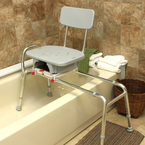 Snap-N-Save Sliding Transfer Bench w/Cut Out Swivel Seat