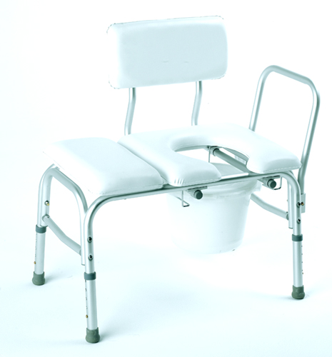 Bathtub Transfer Bench  Vinyl Padded  w/ Cut-out & Pail